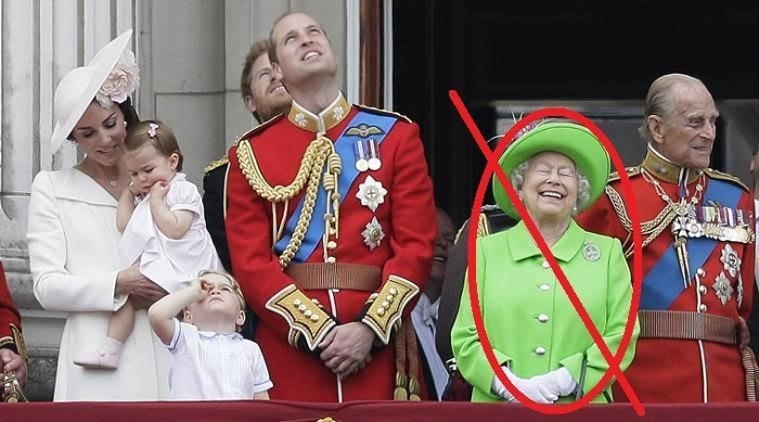Queen Elizabeth wearing a green outfit