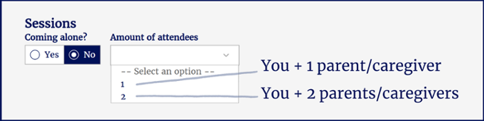 Explanation of how to sign up additional attendees