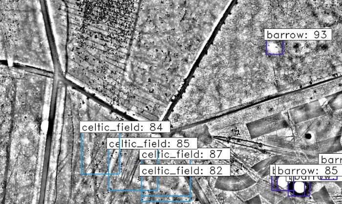 A landscape scan with labels made by a program that uses artificial intelligence.