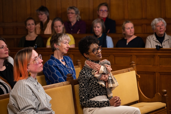 Aafke Romeijn (left) and Silvana Simons answer questions from the audience.